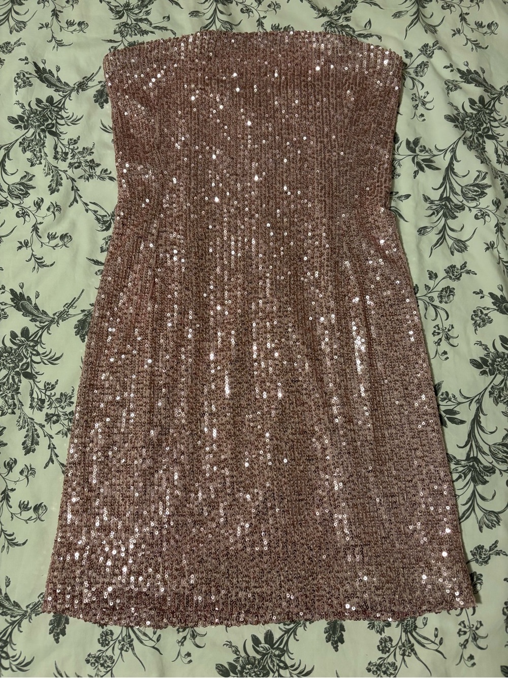 Strapless Sequin Mini Dress - Rose Gold